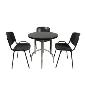 Mesa Reunión con juego de Sillas negras